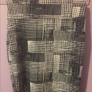 Black and White Knee Length Pencil Skirt